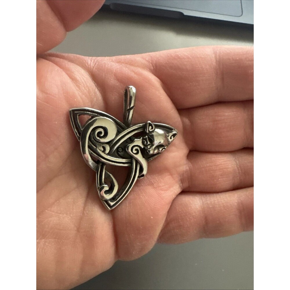 Unisex Stainless Steel Pendant Celtic Triquetra Trinity Knot Pendant 24” Chain - Picture 5 of 7